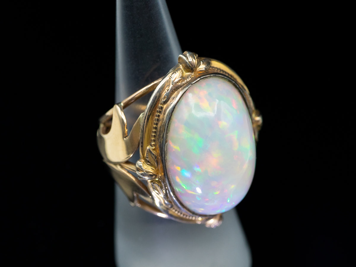 Our Finest Ethiopian Opal, Over 25 carats, Antique Cocktail Ring