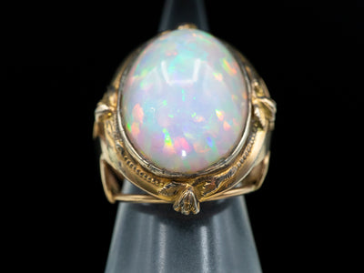Our Finest Ethiopian Opal, Over 25 carats, Antique Cocktail Ring