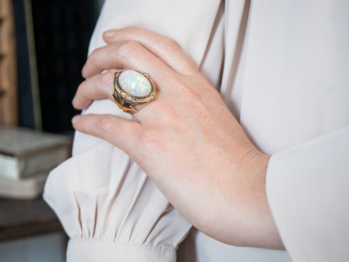 Our Finest Ethiopian Opal, Over 25 carats, Antique Cocktail Ring