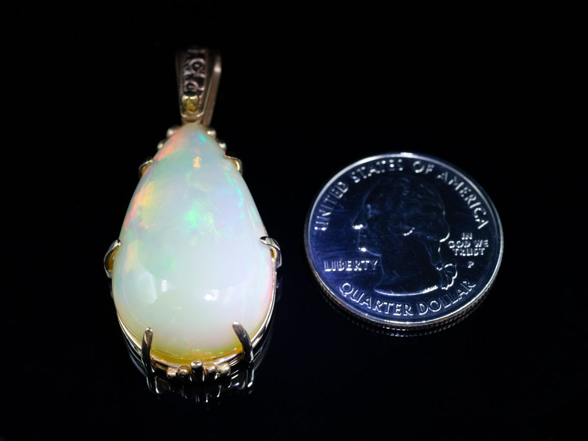 Huge Ethiopian Opal Pendant with Decorative Upcycled Bail
