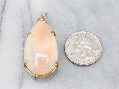 Forty Fine Carats: One of a Kind Ethiopian Opal Pendant with Diamond Accents