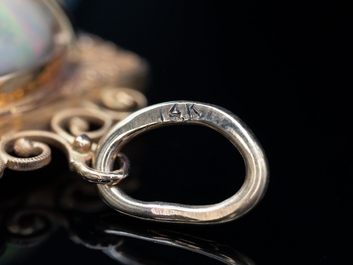 Collector's Quality, Ethiopian Opal Pendant in Antique Rose Gold