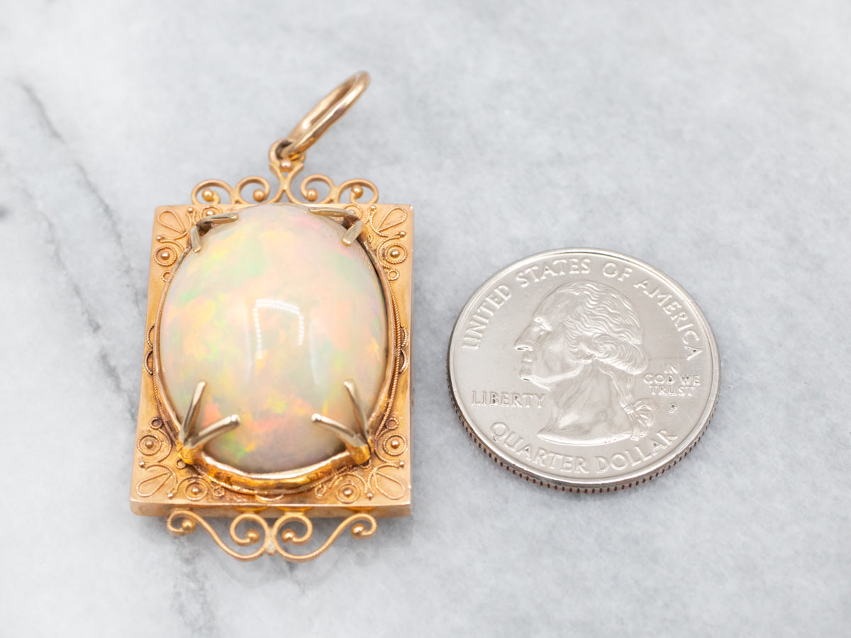 Collector's Quality, Ethiopian Opal Pendant in Antique Rose Gold