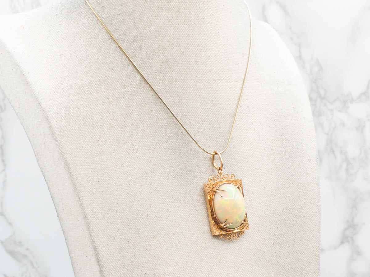 Collector's Quality, Ethiopian Opal Pendant in Antique Rose Gold