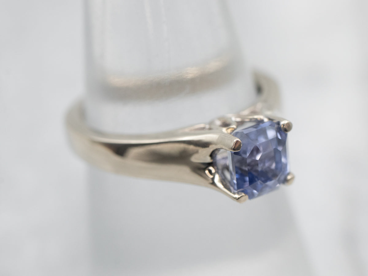 Solitaire White Gold Sapphire Solitaire Engagement Ring
