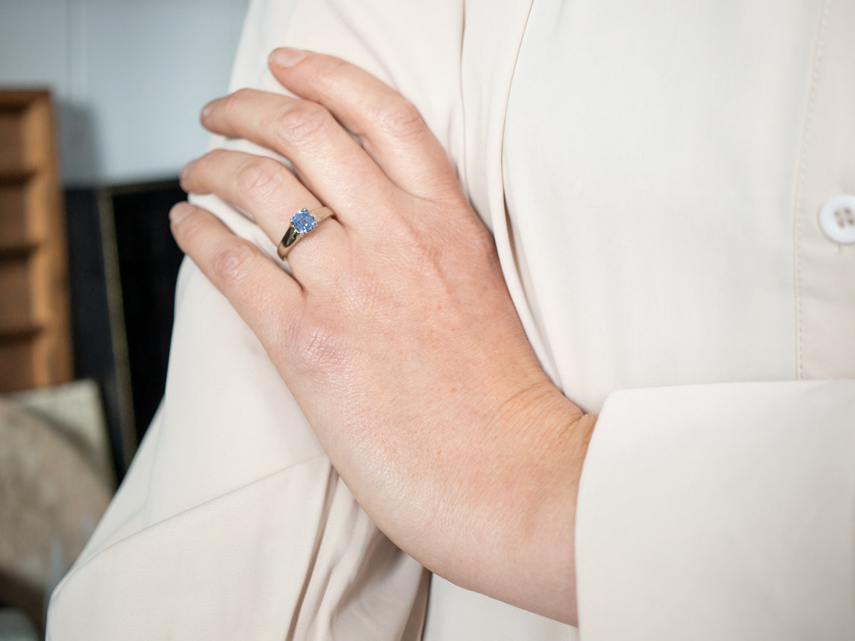 Solitaire White Gold Sapphire Solitaire Engagement Ring