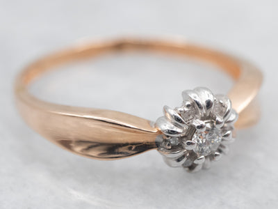 Two-Tone Diamond Halo Engagement Ring