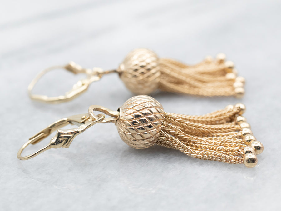 Victorian Revival Gold Tassel Drop Earrings