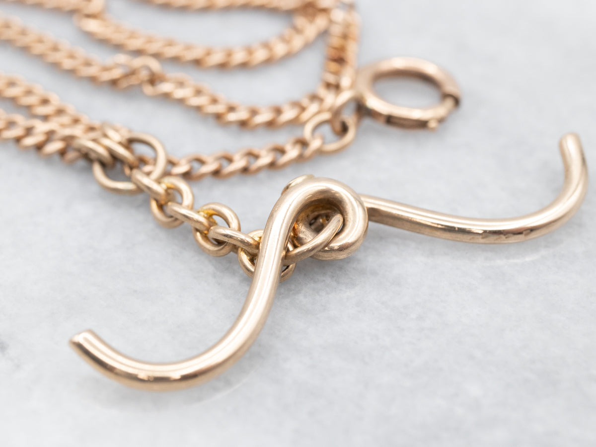 Antique Gold Double Hook Pocket Watch Chain