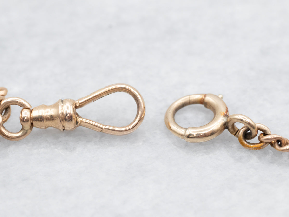 Antique Gold Double Hook Pocket Watch Chain