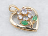 Tanzanite and Emerald Floral Heart Pendant