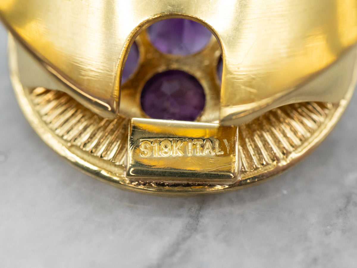 Modernist Round Top Amethyst Cluster Ring