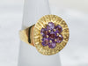 Modernist Round Top Amethyst Cluster Ring