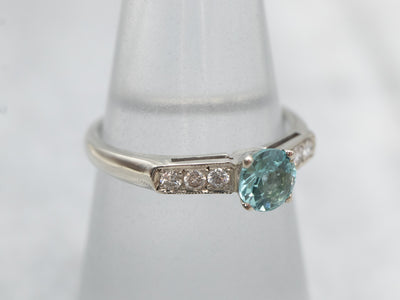 Minty Green Tourmaline and Diamond Accent Ring