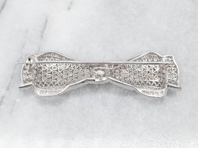 Vintage 18-Karat Gold Diamond Bow Pin