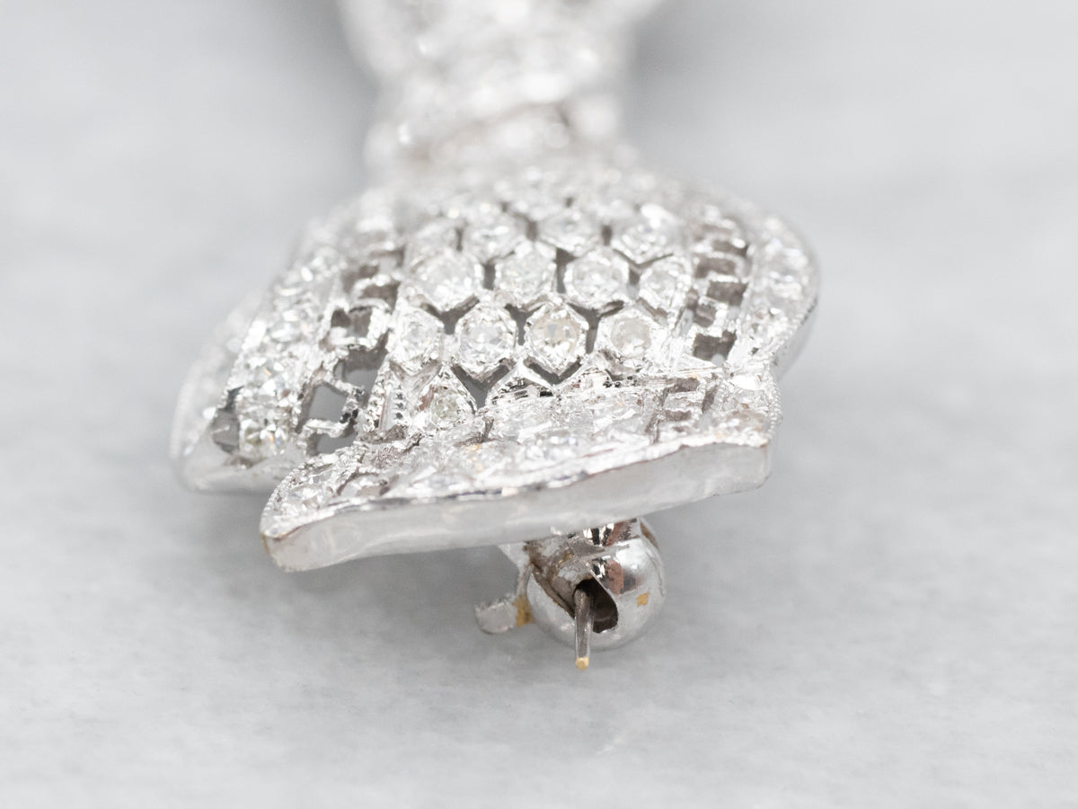 Vintage 18-Karat Gold Diamond Bow Pin