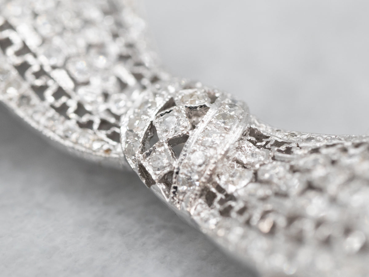 Vintage 18-Karat Gold Diamond Bow Pin