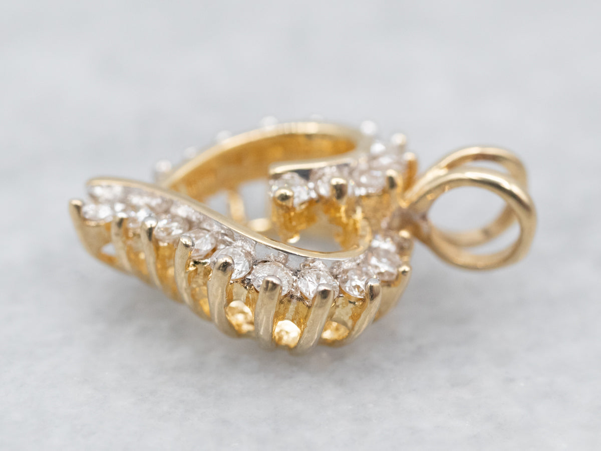 Scrolling Gold Diamond Heart Pendant