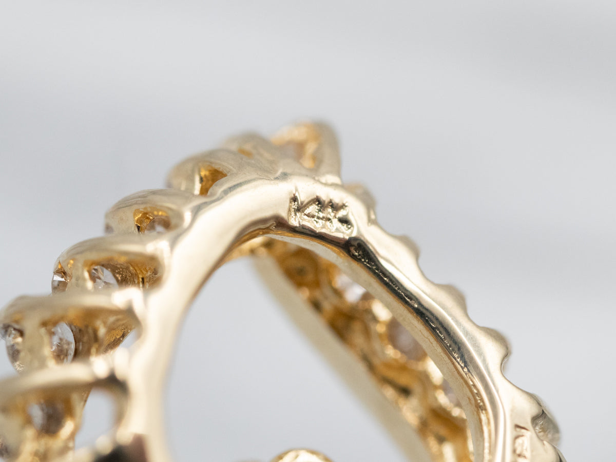 Scrolling Gold Diamond Heart Pendant