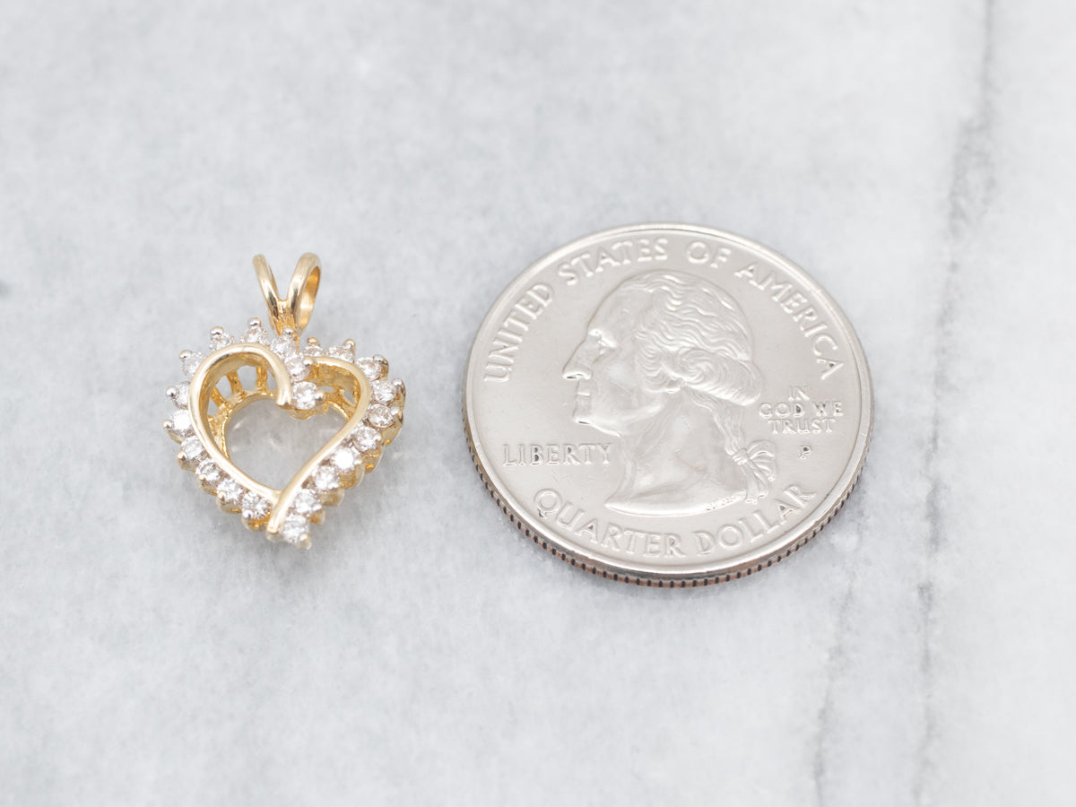 Scrolling Gold Diamond Heart Pendant