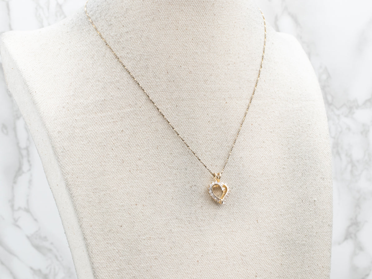 Scrolling Gold Diamond Heart Pendant