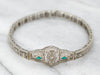 Classic Diamond and Synthetic Emerald Filigree Bracelet