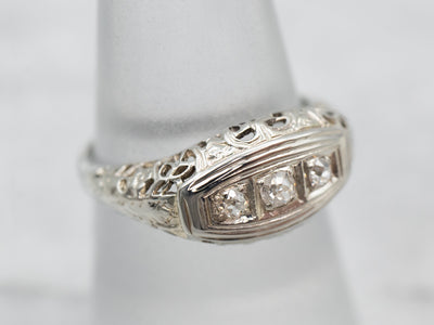 Pretty Old Mine Cut Diamond Engagement Ring