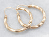 Twisting Pattern Gold Hoop Earrings