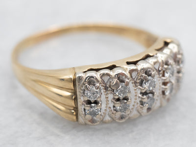 Two Toned Vintage Marquise Motif Diamond Band