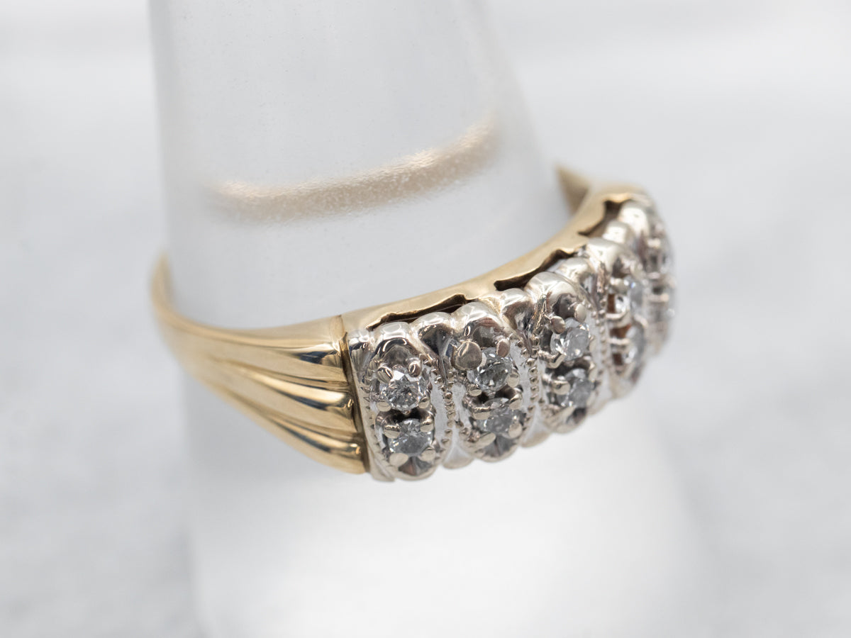 Two Toned Vintage Marquise Motif Diamond Band