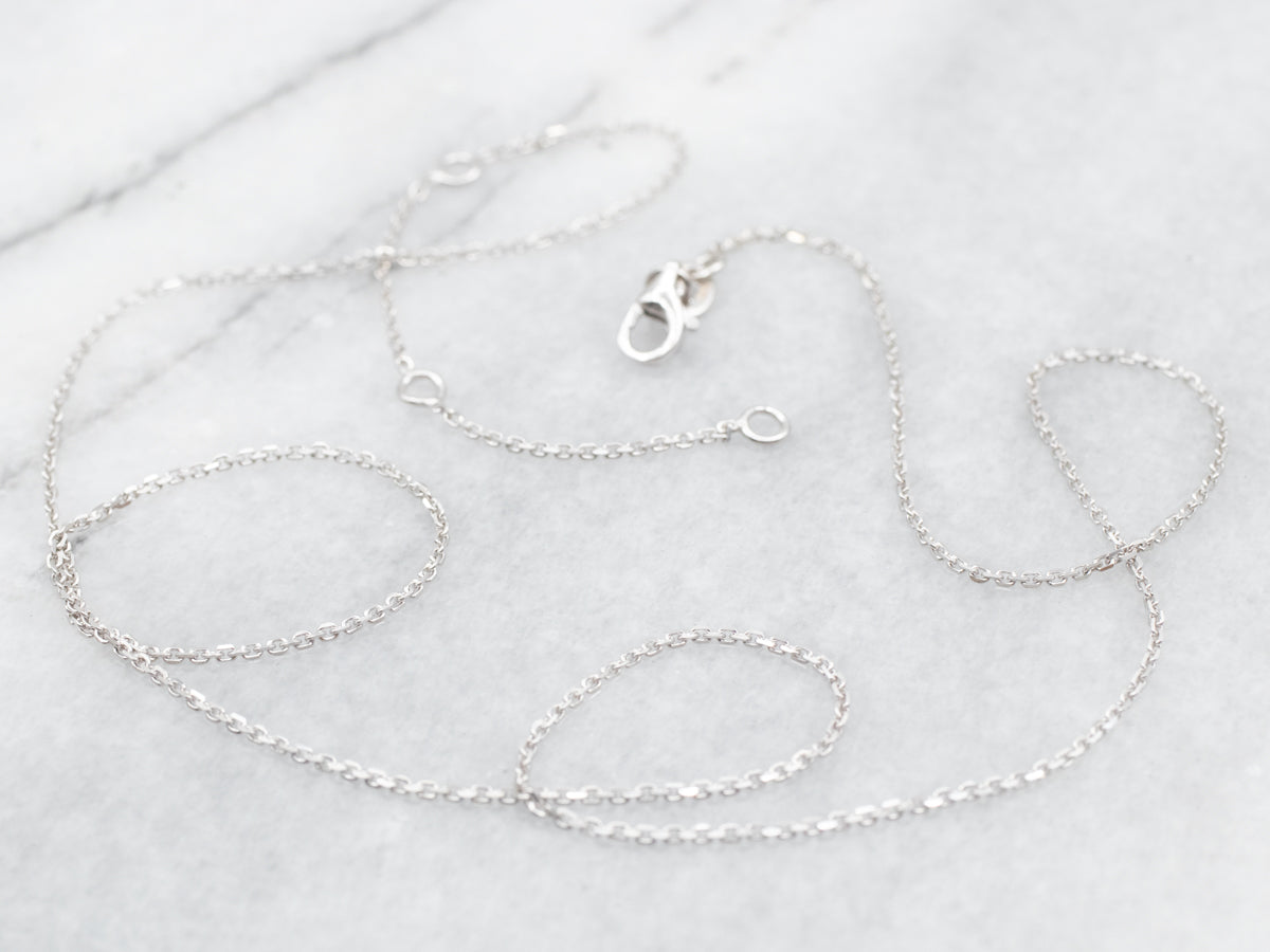 18 Inch White Gold Cable Chain