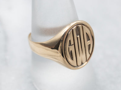 Bold Vintage Gold "GWA" Signet Ring