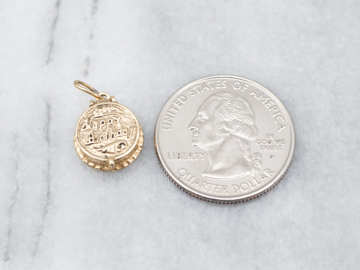 Vintage Gold "Happy Birthday" Cake Charm