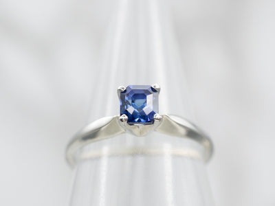 Bright Sapphire Solitaire Modern Engagement Ring
