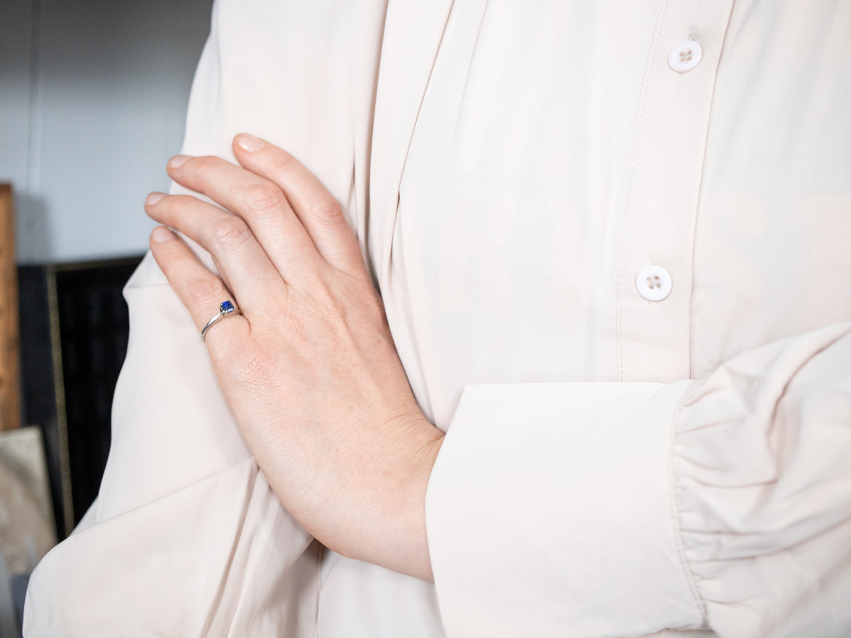 Bright Sapphire Solitaire Modern Engagement Ring