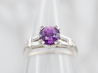 Breathtaking Platinum Pink Sapphire and Diamond Engagement Ring
