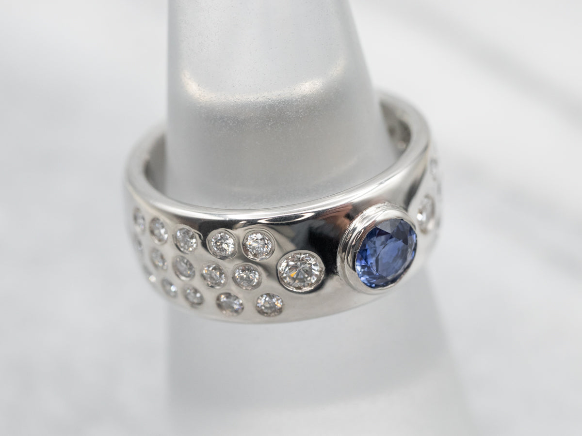 Sparkling Platinum Sapphire and Diamond Band