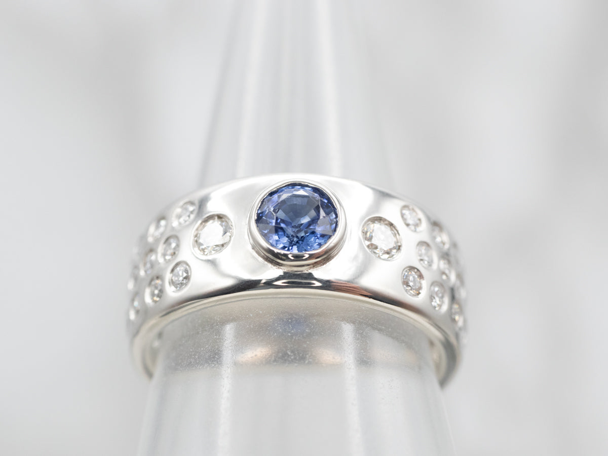 Sparkling Platinum Sapphire and Diamond Band