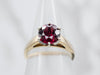 Classic Two Tone Garnet Solitaire Ring