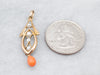 Gorgeous Antique Gold Coral and Seed Pearl Lavalier Pendant