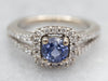 Modern Sapphire and Diamond Halo Ring