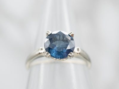 White Gold Sapphire Solitaire Engagement Ring