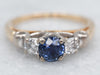 Two Tone Gold Sapphire and Diamond Engagement Ring