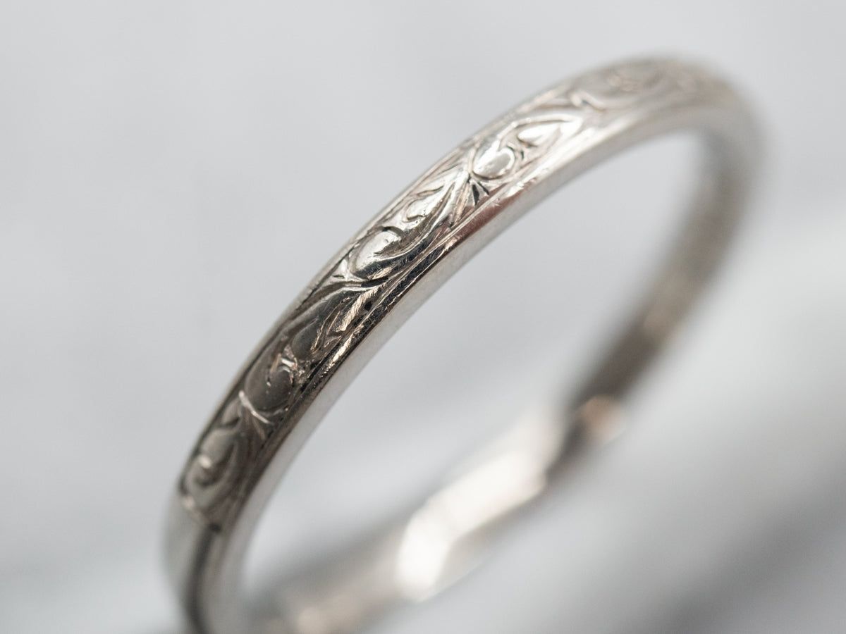 Engraved Pattern Palladium Band
