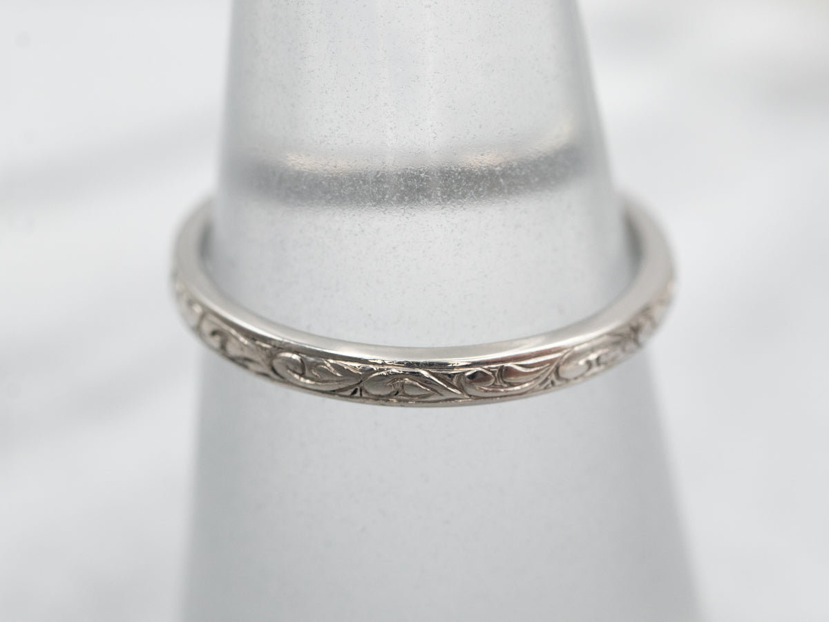 Engraved Pattern Palladium Band