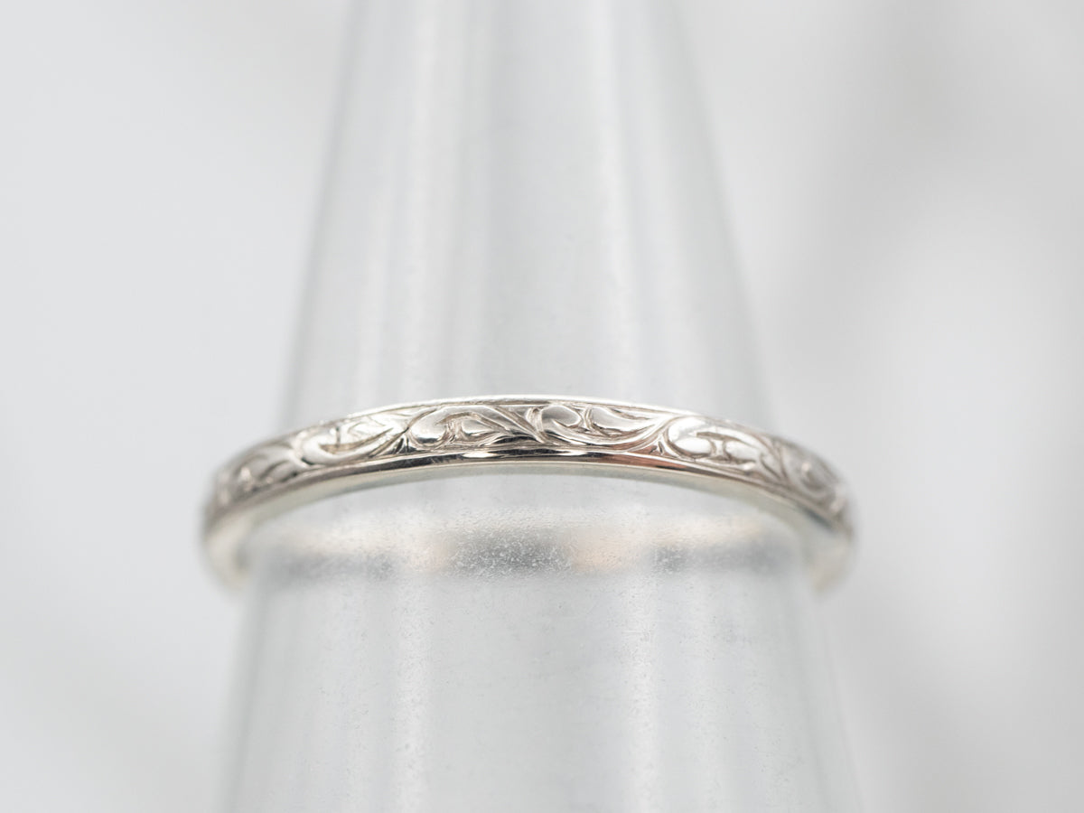 Engraved Pattern Palladium Band