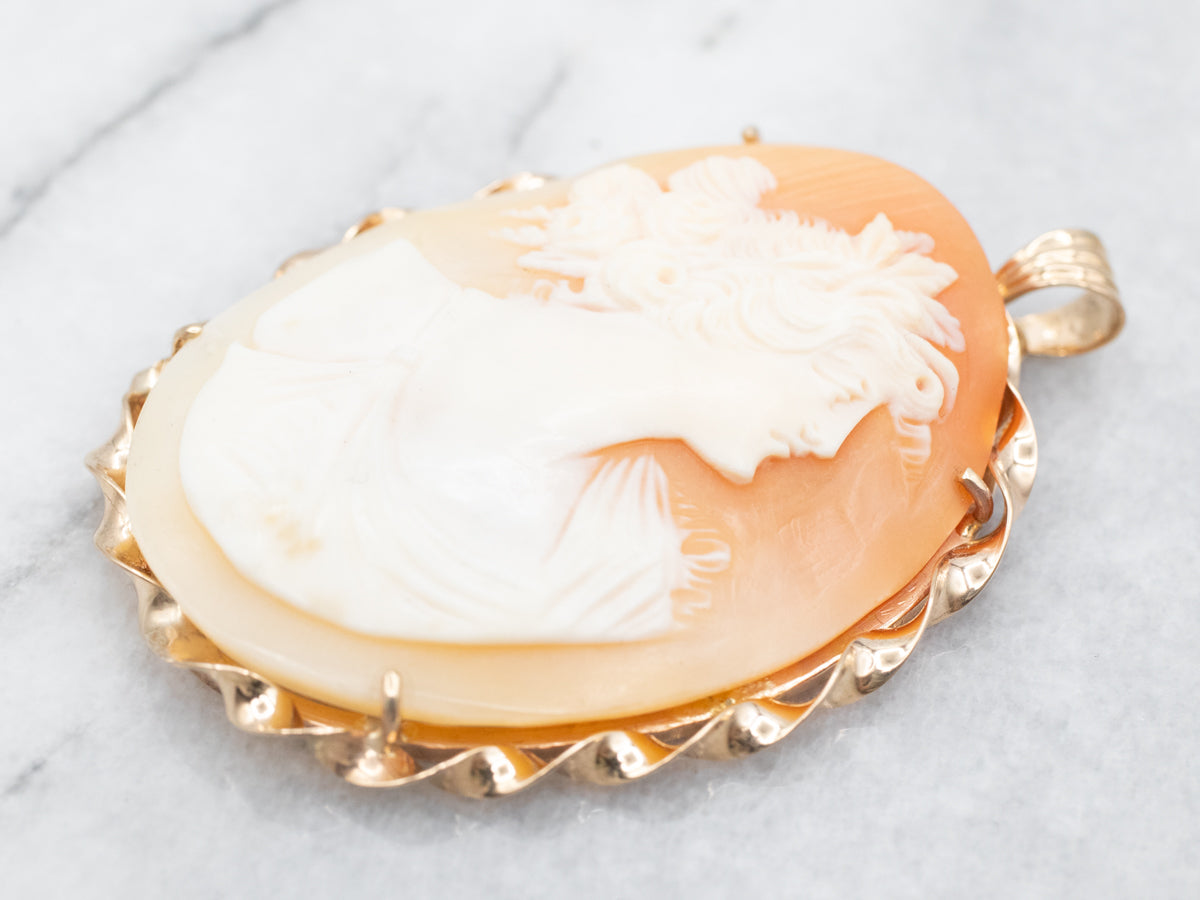 Golden Greek Goddess Aphrodite Cameo Pendant