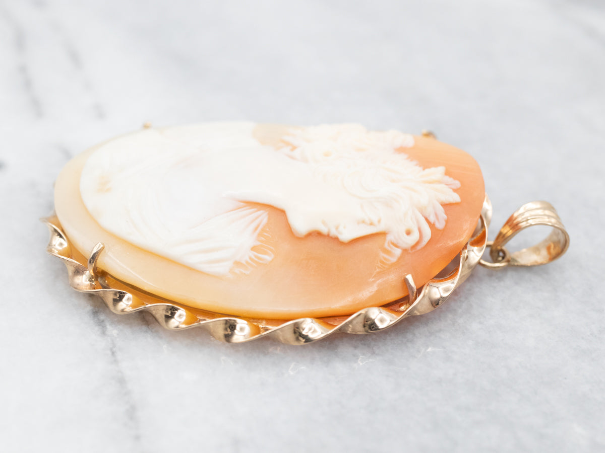 Golden Greek Goddess Aphrodite Cameo Pendant