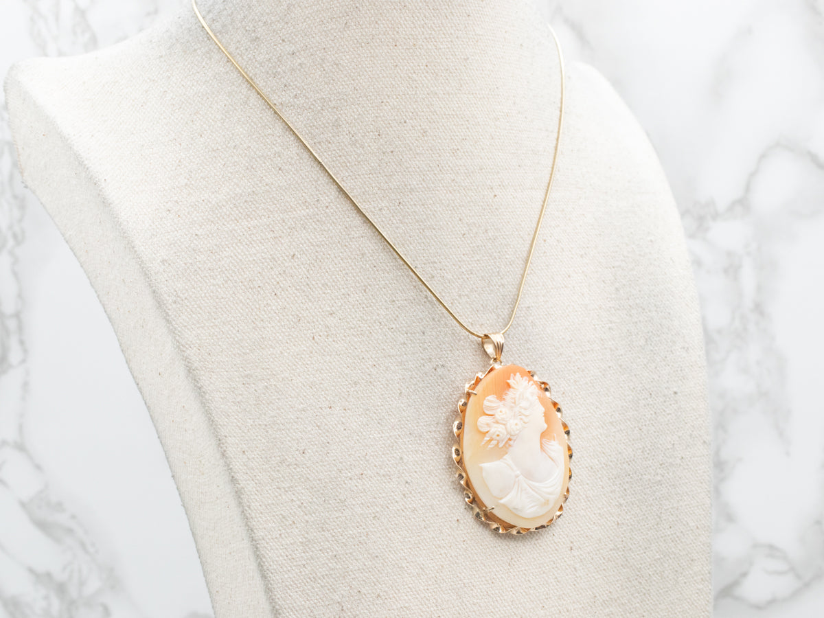 Golden Greek Goddess Aphrodite Cameo Pendant