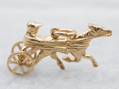 Gold Surrey Horse Racer Charm